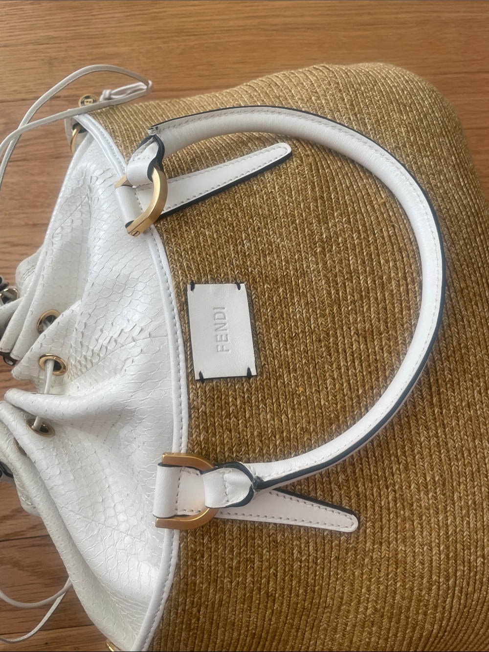Fendi White & Tan Tote Authentic - Picture 12 of 15